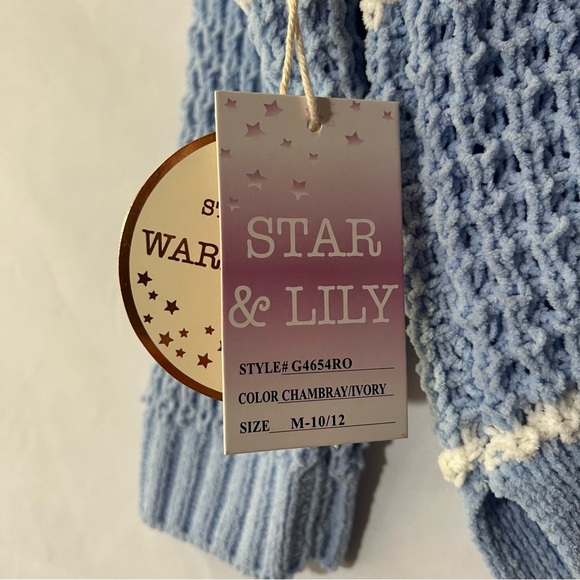 Girls cozy blue and white sweater by Star & Lily - size M (10-12) New With Tags - Picture 7 of 10